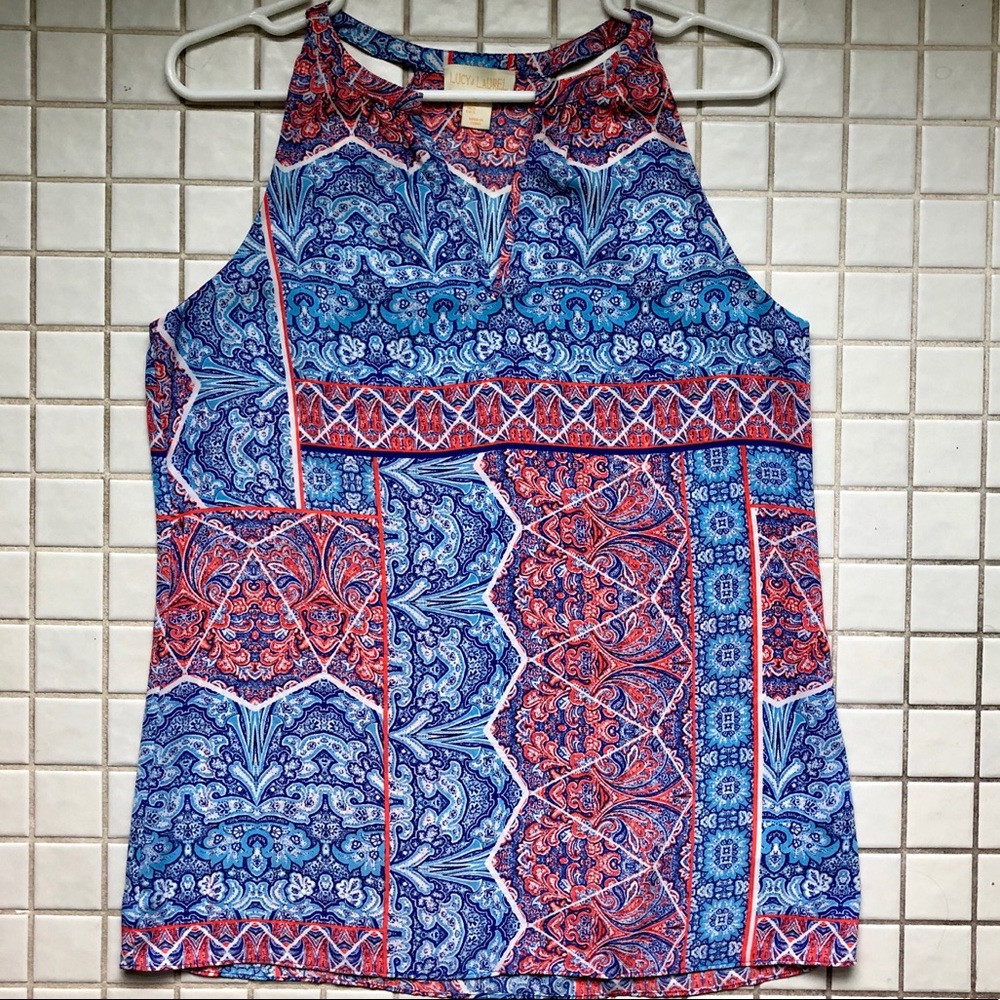 Blue Patterned Grecian Inspired Top